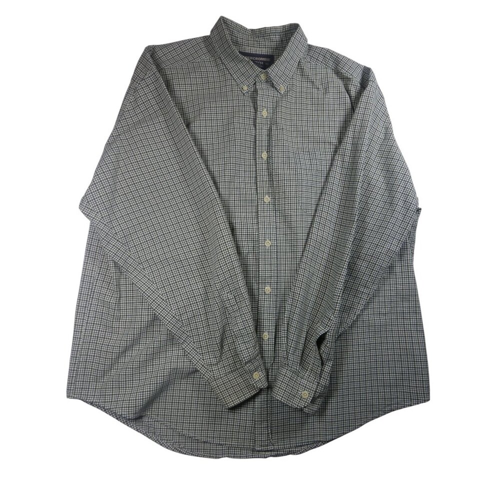 Abercrombie & Fitch Men's Long Sleeve Checkered Green Dress Shirt Size‎ XL